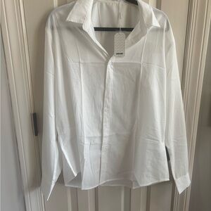 Coofandy New Large White Polyesters Men’s Button Up dress  Shirt